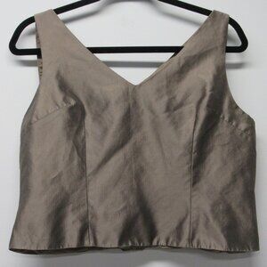 Gilar 100% Silk Taupe Zip Back Cami Shell Tank Top sz 12 Party Cocktail